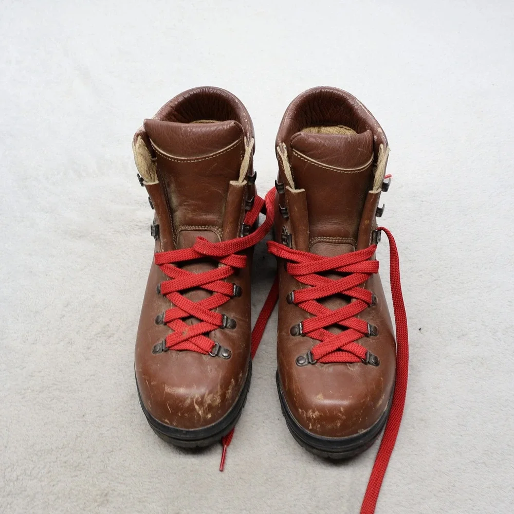 Scarpa Men 8.5 EU41.5 Hiking Boots Brown Leather Mountaineer Trek Italy Rain VTG